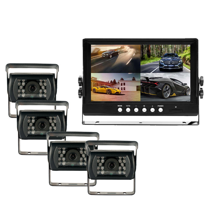 Multi Camera Dash Cam, 2 to 4 Cams and 9" LCD, Heavy Duty for Truckers