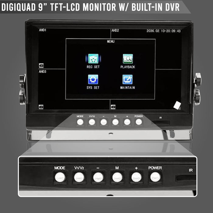 9" Quad Screen WIRED LCD with DVR (Replacement 9" LCD, no cameras)