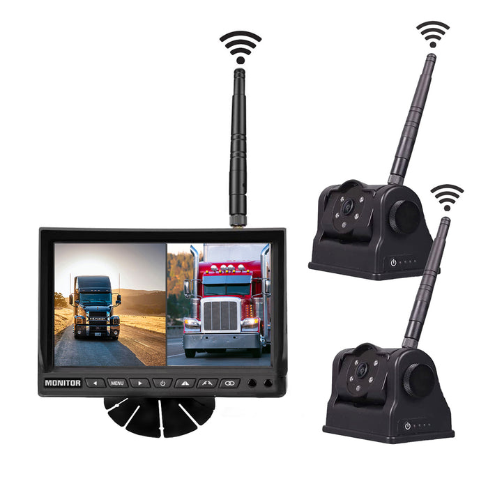FalconEye Wireless 1 to 4 Camera System with Built-In Battery & Magnet & 7" LCD Monitor!