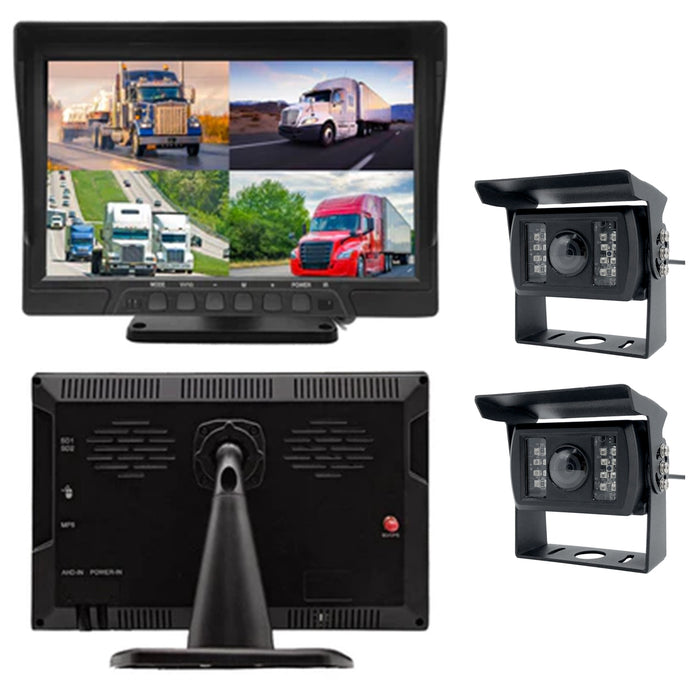 3RD GEN Multi-Camera DVR System, 2 to 4 1080P CAMS w/ GPS, 10" LCD, HEAVY DUTY for TRUCKERS