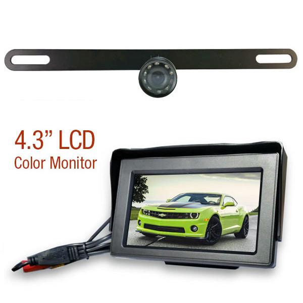 WIRED License Plate Backup Camera w/ 4.3" LCD! Eliminate Backup Accidents!
