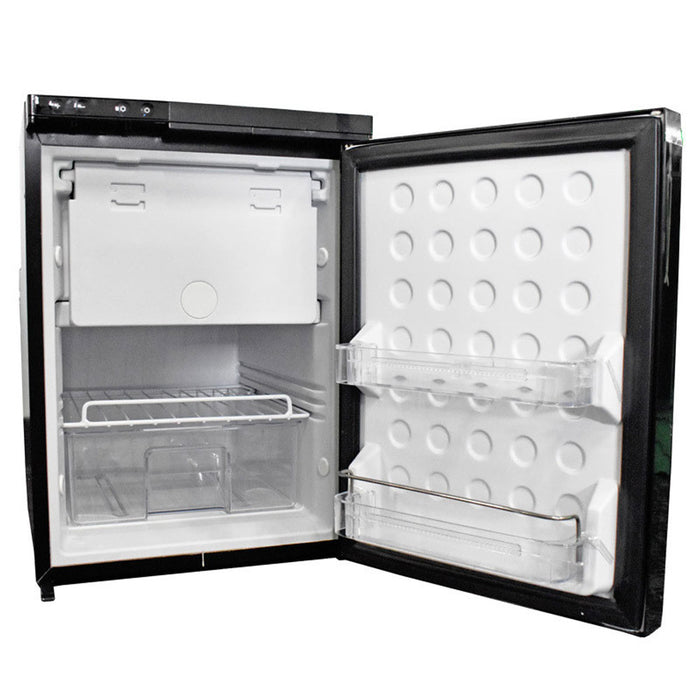 RV Semi Truck 12 Volt Black Stainless Steel Refrigerator With Freezer