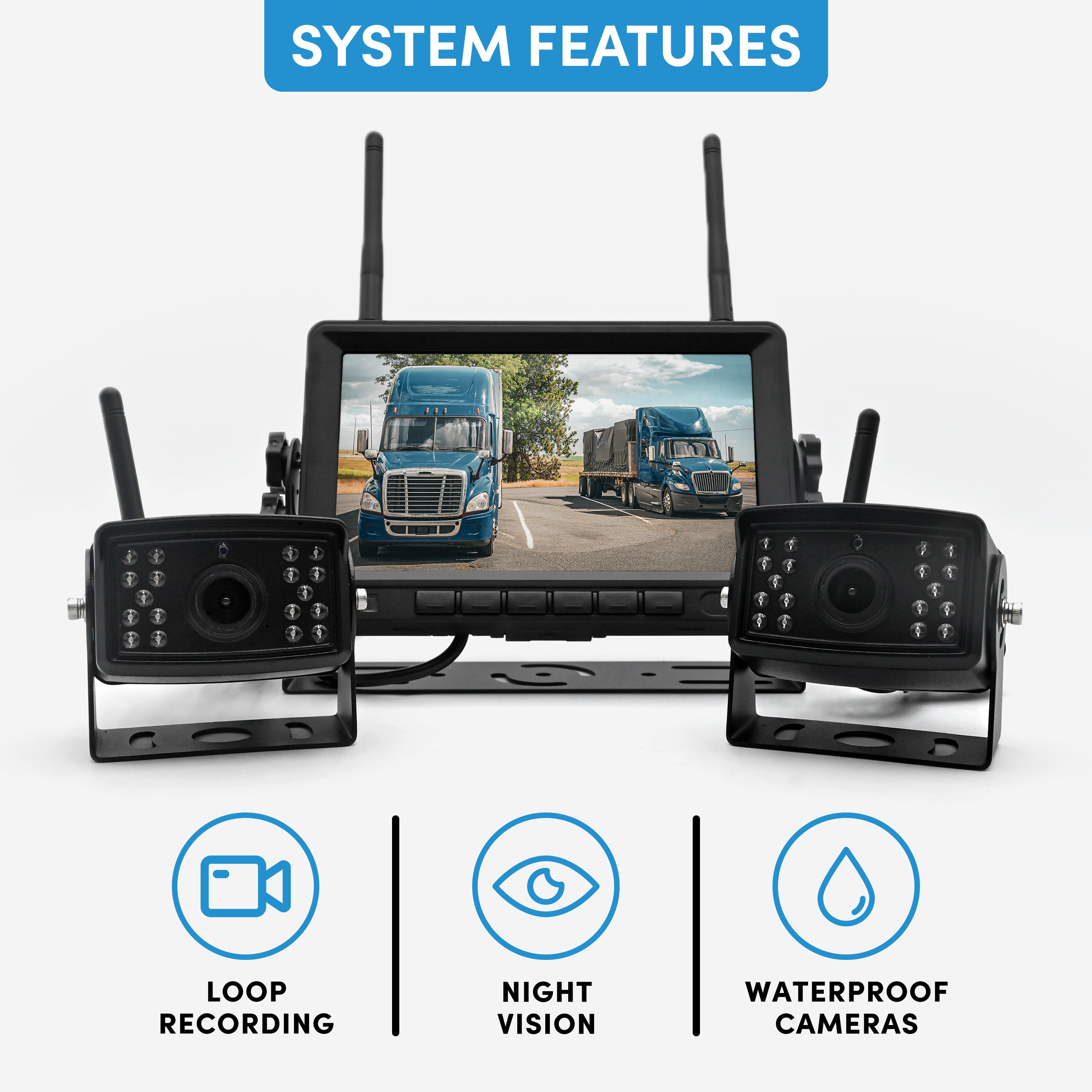 2nd Generation 200-300Ft Wireless Range Backup Camera for Trucks, Fleets. HD, 7inch LCD