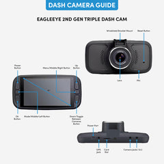EagleEye 2nd Gen Triple Cam 2K Dashcam, Records 3 Viewpoints Now With Wifi