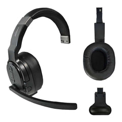 PATRIOTX Convertible Bluetooth Over the Head Headset! Single or Dual Ear Stereo Noise Canceling Headset 200ft+ Range