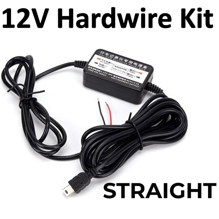 Mini-USB 12V Straight Hard Wire Power Cable for Dash Cams