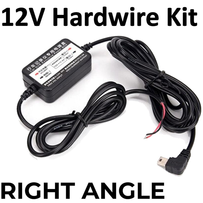 Mini-USB 12V Right Angle Hard Wire Power Cable for Dash Cams