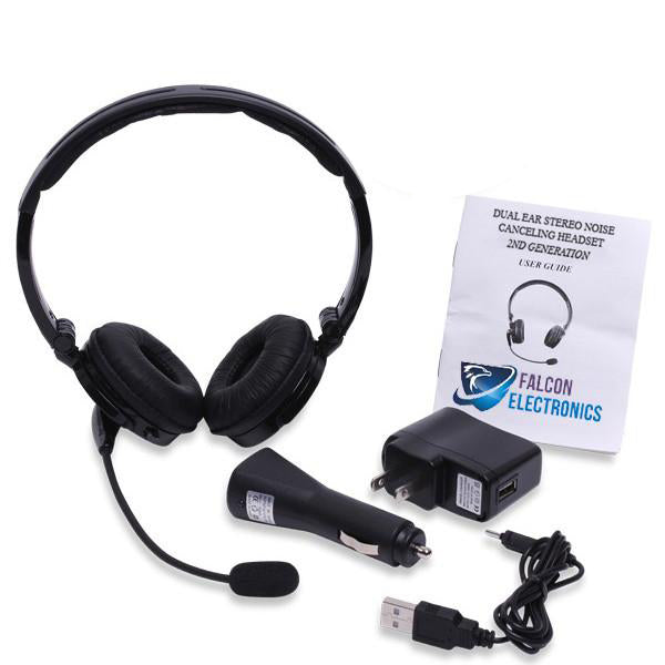 Dual Ear Trucker Headset, 10x Noise Canceling, Stereo, Over the Head