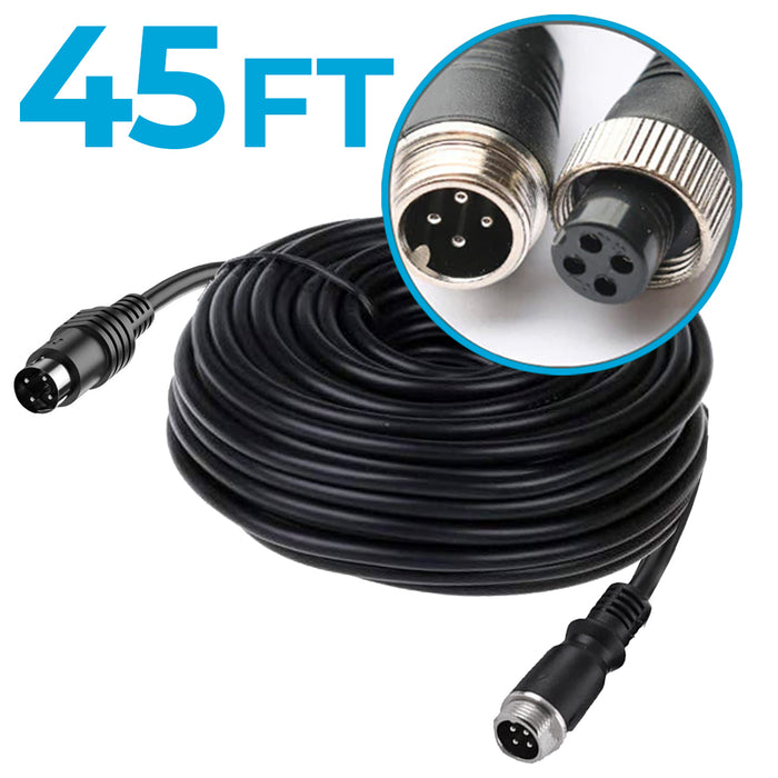45 Ft Heavy Duty 4PIN Cable for 4G MNVR/MDVR/BACKUP Camera Systems