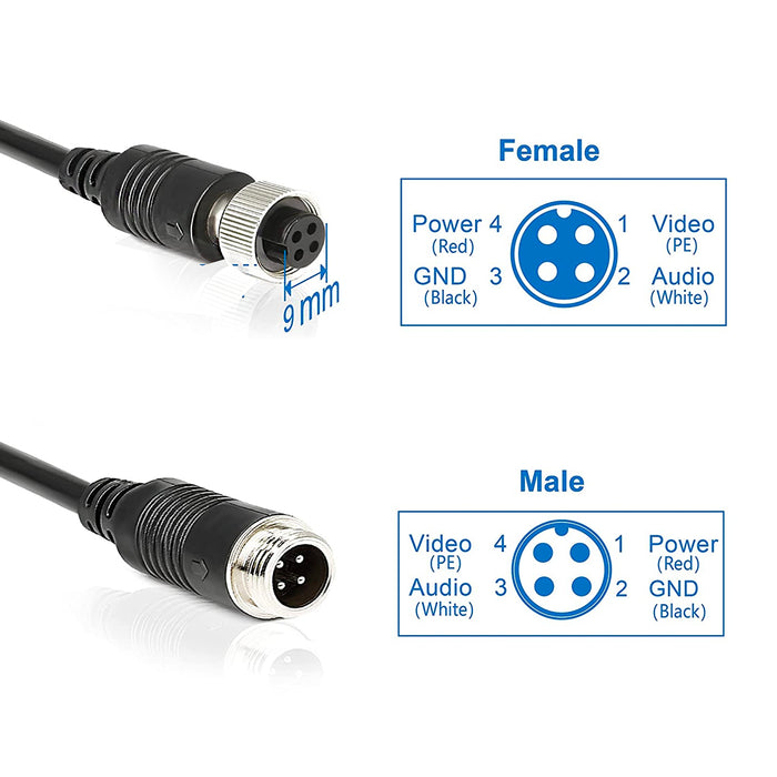 9 Ft Heavy Duty 4 PIN Cable for 4G MNVR/MDVR/BACKUP Systems
