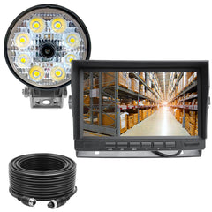 Forklift Flood Work Light 1080P Camera System w/ 7" LCD - Light Up Any Work/Dark AREA with 100+ IR Range