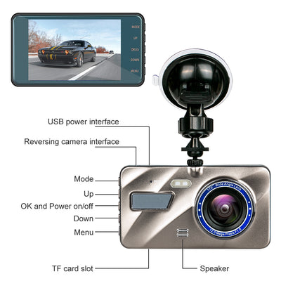 Prime Gold Quad DVR Trucker Dash Cam with Touch Screen - Records 4 Viewpoints
