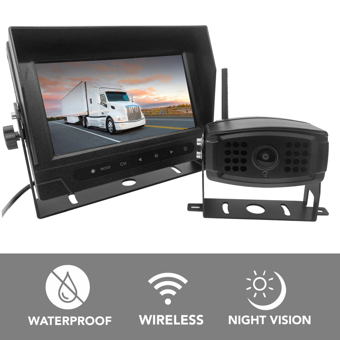 WIRELESS Heavy Duty Backup 1080P Camera with Waterproof IP67 7" LCD! 100% WIRELESS Waterproof Backup Cam System!