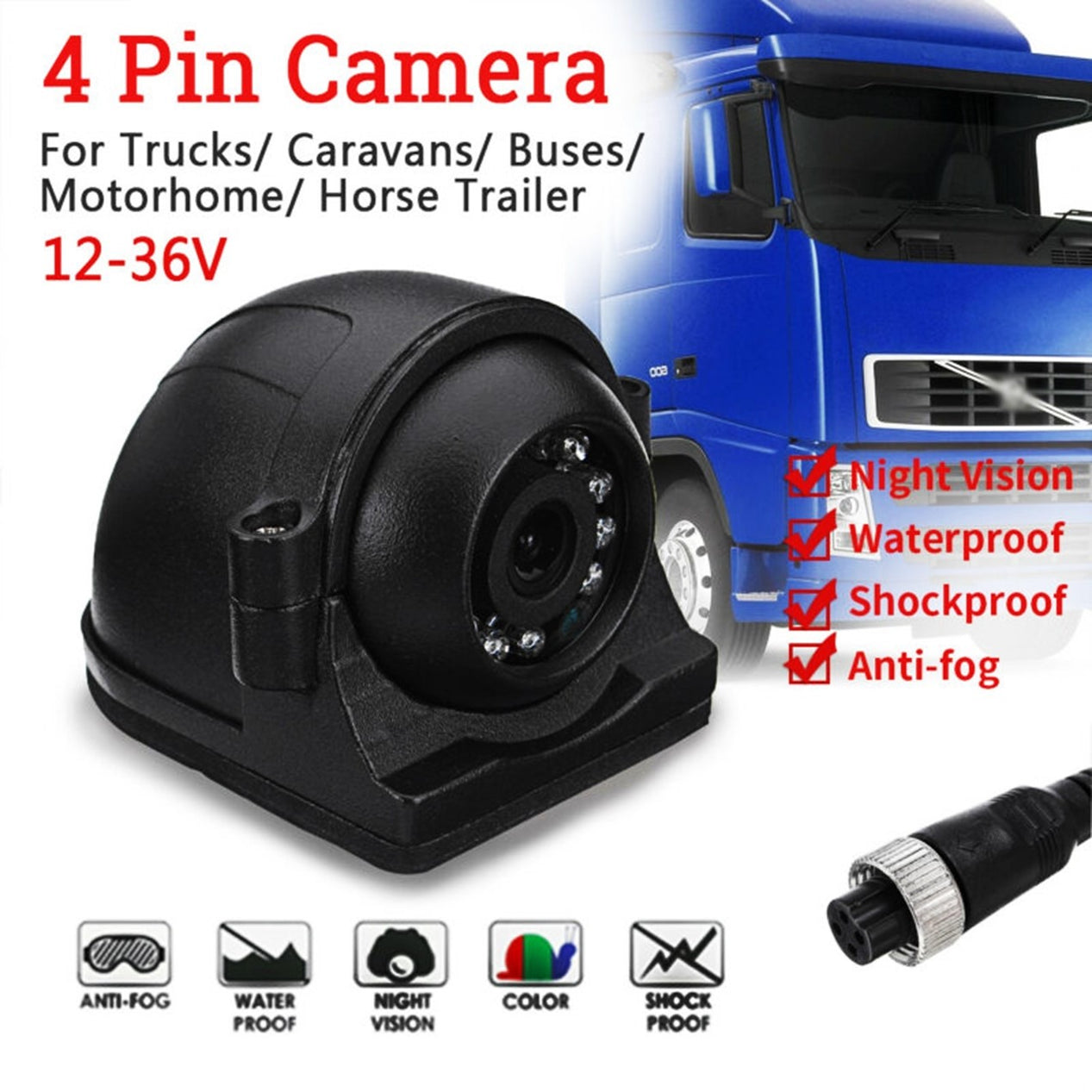 720P Heavy Duty Aerodynamic Side View Camera — Falcon Electronics LLC