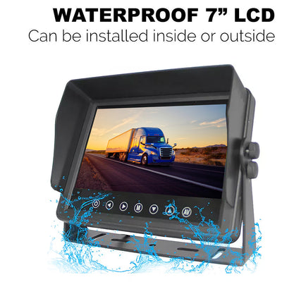 Wired Heavy Duty Backup 1080P Camera with Waterproof IP67 7" LCD! 100% Waterproof Backup Cam System!
