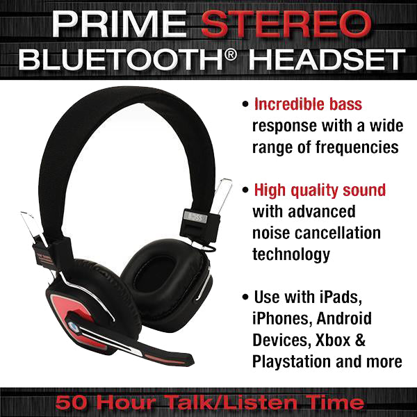 FalconEye Prime 2 HiFi Stereo Over the Head Bluetooth Headset (BLACK)